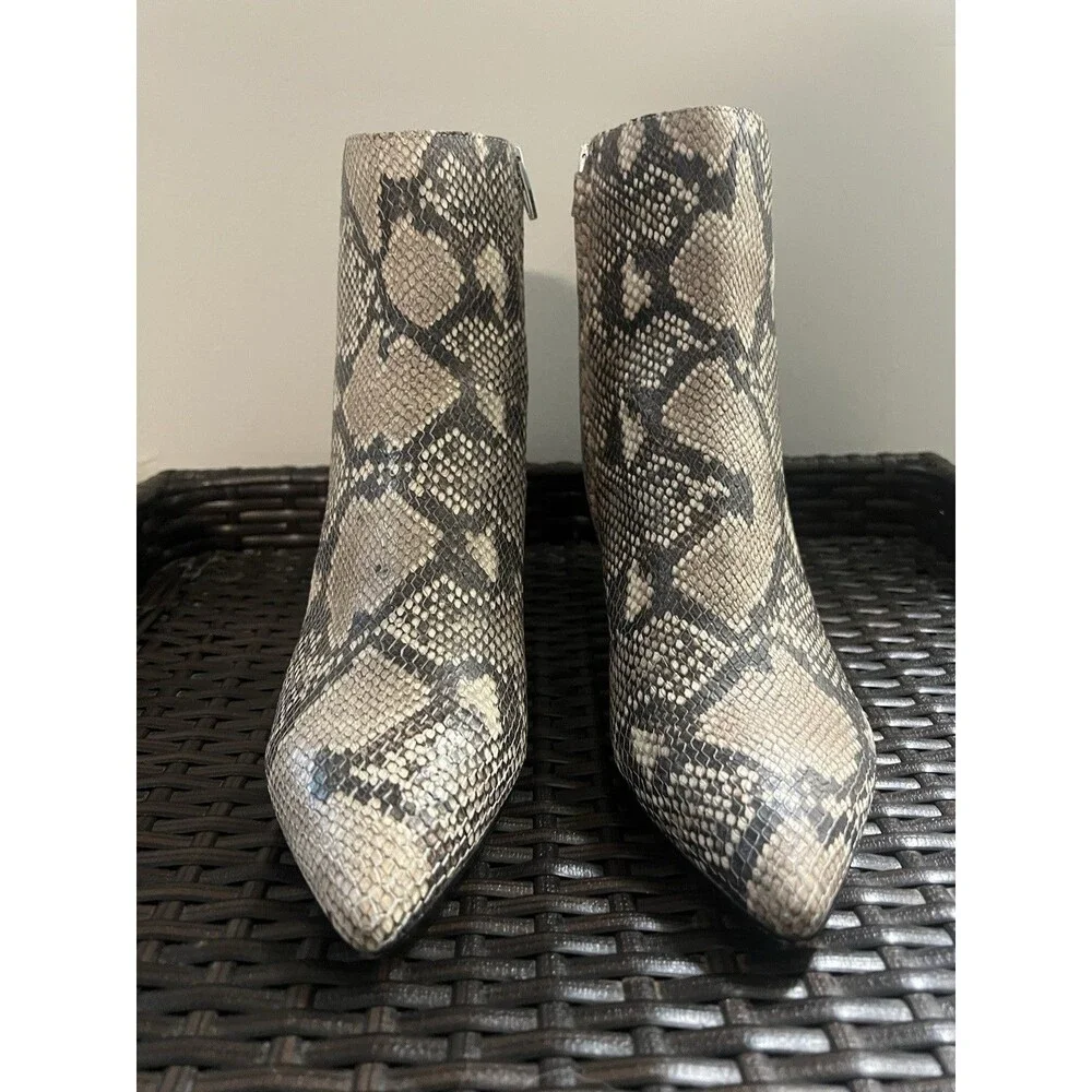 Dolce Vita Leather Snake Embossed Ankle Boots Booties 9 Western Summer Cowgirl - Picture 2 of 12
